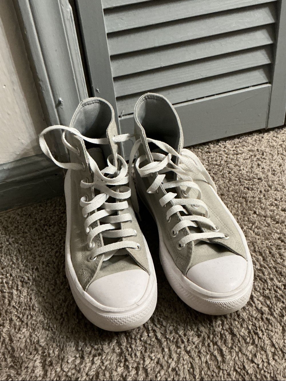 Classic High-Top Canvas Sneakers in Light sage green.
